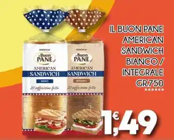 Enne Market IL BUON PANE AMERICAN SANDWICH BIANCO / INTEGRALE GR.750 offerta