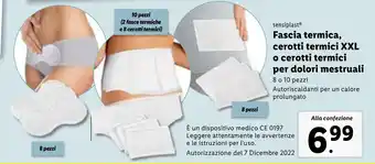 Lidl sensiplast Fascia termica, cerotti termici XXL o cerotti termici per dolori mestruali 8 o 10 pezzi offerta