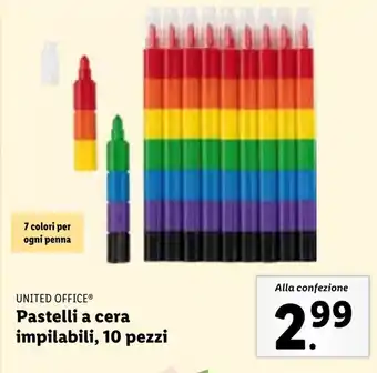 Lidl UNITED OFFICE Pastelli a cera impilabili, 10 pezzi offerta
