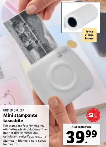 Lidl UNITED OFFICE Mini stampante tascabile offerta