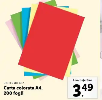 Lidl UNITED OFFICE Carta colorata A4, 200 fogli offerta