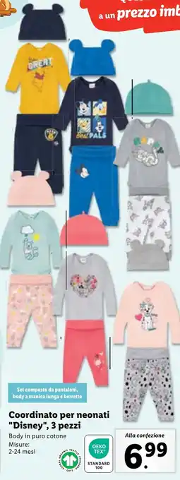 Lidl Coordinato per neonati "Disney", 3 pezzi offerta