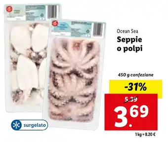 Lidl Ocean Sea Seppie o polpi 450 g confezione offerta