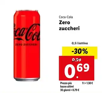 Lidl Coca-Cola Zero zuccheri 0,5 l lattina offerta