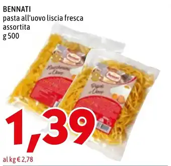 MEGA BENNATI pasta all'uovo liscia fresca assortita g 500 offerta