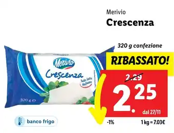 Lidl Merivio Crescenza 320 g confezione offerta