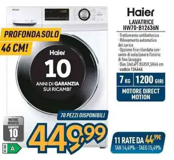Sinergy Haier LAVATRICE HW70-B12636N offerta