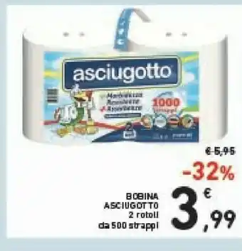 Conad Bobina Asciugotto 2 Rotoli 500 Strappi offerta