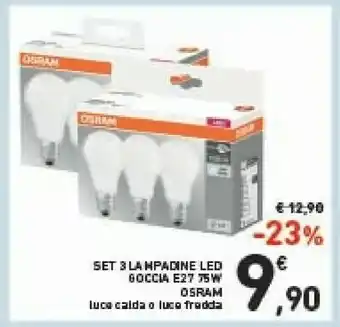 Osram 3 Lampadine LED Goccia E27 75 W