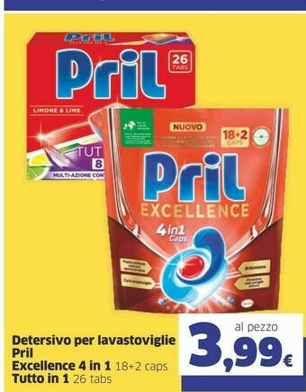 Sigma Pril Detersivo Per Lavastoviglie Excellence 4 In 1/ Tutto In 1 offerta