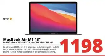 Comet MacBook Air M1 13" MGN73T/A - MGNA3T/A - MGNE3T/A 512 GB offerta
