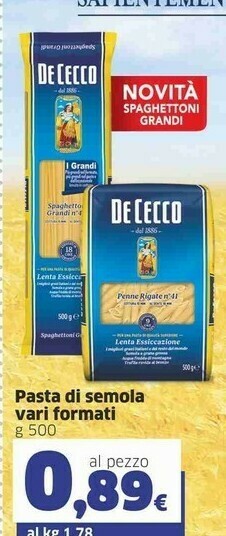 Sigma De Cecco Pasta Di Semola offerta