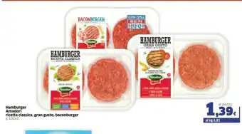 Sigma Amadori Hamburger Ricetta Classica, Gran Gusto, Baconburger offerta