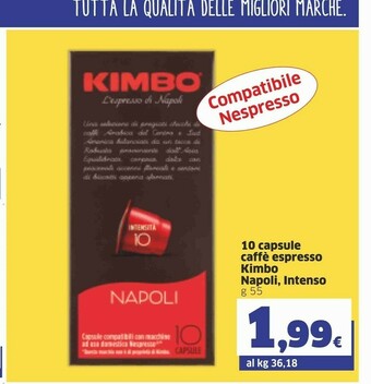 Sigma Kimbo 10 Capsule Caffè Espresso offerta