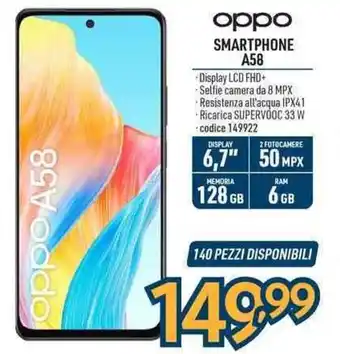 Sinergy oppo SMARTPHONE A58 offerta