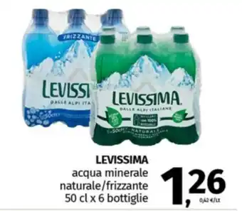 Pam LEVISSIMA acqua minerale naturale/frizzante 50 cl x 6 bottiglie offerta