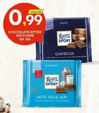 Vivo Supermercati Ritter sport Cioccolate Al Latte 100 G(ml) offerta