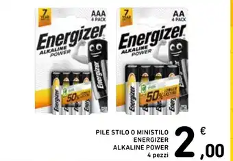 Spazio Conad PILE STILO O MINISTILO ENERGIZER ALKALINE POWER 4 pezzi offerta