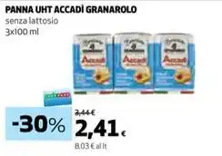 Coop PANNA UHT ACCADÌ GRANAROLO senza lattosio 3x100 ml offerta