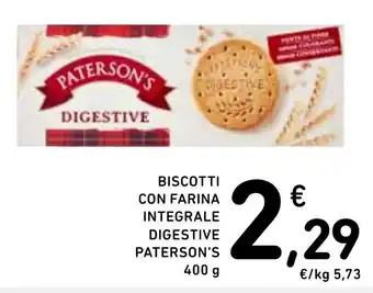 Spazio Conad BISCOTTI CON FARINA INTEGRALE DIGESTIVE PATERSON'S 400 g offerta