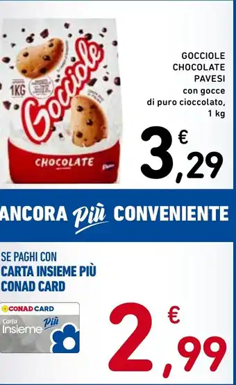 Spazio Conad GOCCIOLE CHOCOLATE PAVESI con gocce di puro cioccolato, 1 kg offerta