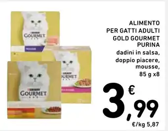 Spazio Conad ALIMENTO PER GATTI ADULTI GOLD GOURMET PURINA 85 g x 8 offerta