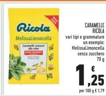 Conad Ricola Caramelle Svizzere Alle Erbe Melissa Limoncella Senza Zucchero 70 G(ml) offerta