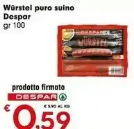 Despar Despar Wurstel Puro Suino offerta