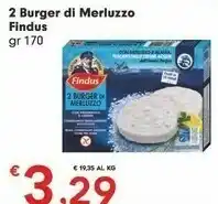 Despar Findus 2 Burger Di Merluzzo Con Prezzemolo E Limone 170 G(ml) offerta