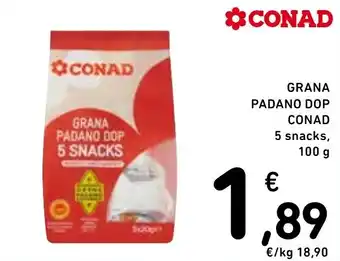 Spazio Conad GRANA PADANO DOP 5 SNACKS 100 g offerta