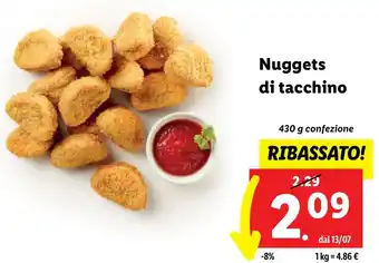 Lidl Nuggets di tacchino 430 g confezione offerta