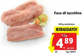 Lidl Fesa di tacchino 450 g confezione offerta