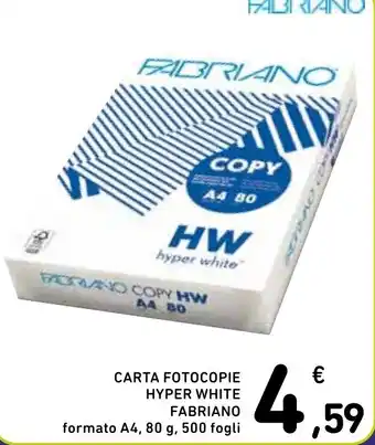 Spazio Conad CARTA FOTOCOPIE HYPER WHITE FABRIANO formato A4, 80 g, 500 fogli 50 offerta