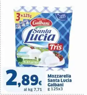 Sigma Mozzarella Santa Lucia Galbani g 125 x 3 offerta
