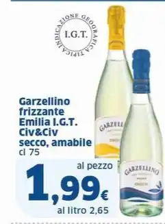 Sigma Garzellino frizzante Emilia I.G.T. Civ&Civ secco, amabile cl 75 offerta