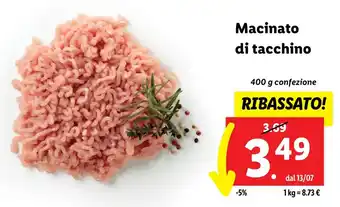 Lidl Macinato di tacchino 400 g confezione offerta