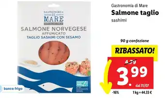 Lidl Gastronomia di Mare Salmone taglio sashimi 90 g confezione offerta