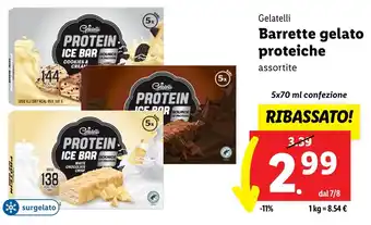 Lidl Gelatelli Barrette gelato proteiche assortite 5x70 ml confezione offerta