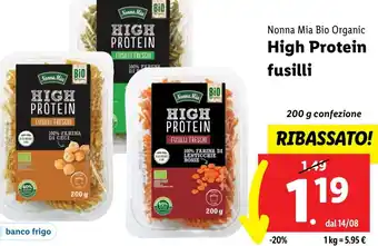 Lidl Nonna Mia Bio Organic High Protein fusilli 200 g confezione offerta