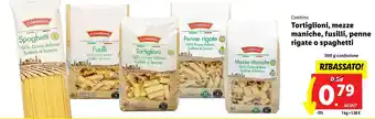 Lidl Combino Tortiglioni, mezze maniche, fusilli, penne rigate o spaghetti 500 g confezione offerta