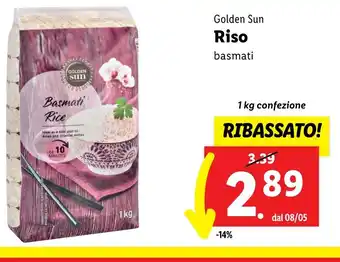 Lidl Golden Sun Riso basmati 1 kg confezione offerta