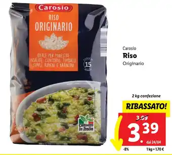 Lidl Carosio Riso Originario 2 kg confezione offerta