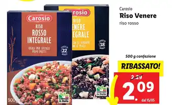 Lidl Carosio Riso Venere riso rosso 500 g confezione offerta