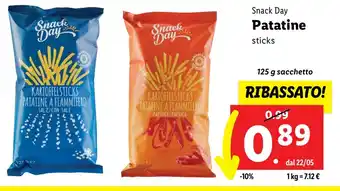 Lidl Snack Day Patatine sticks 125 g sacchetto offerta