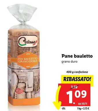 Lidl Pane bauletto grano duro 400 g confezione offerta