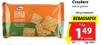 Lidl Crackers senza glutine 200 g confezione offerta