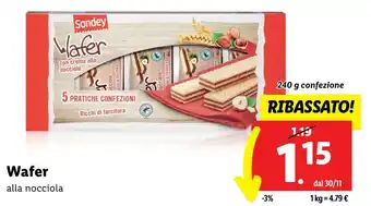 Lidl Wafer alla nocciola 240 g confezione offerta