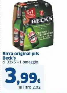 Sigma Birra original pils Beck's cl 33x5 +1 omaggio offerta