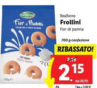 Lidl Realforno Frollini fior di panna 700 g confezione offerta