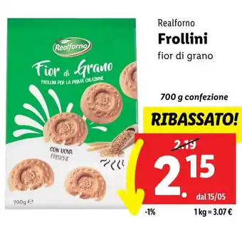 Lidl Realforno Frollini fior di grano 700 g confezione offerta